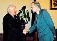 President of Georgia Shevardnadze meeting David Woodward, President of AIOC