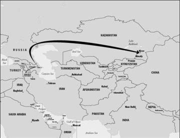 Map of exile to Kazakhstan from Azerbaijan