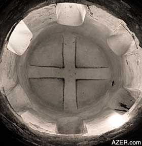 Interior view of the dome of the Kish Church. Archaeologists date the original construction of the church to around the11th or 12th century.