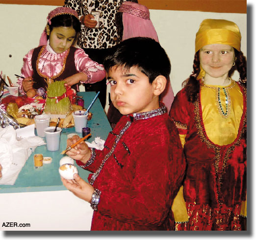 Novruz celebration at Oxford School in Baku. The children are painting eggs.  Jeremy Tasch