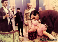 Left: Sevil (1970) starring Hamlet Gurbanov as Abdulali bey and Safura Ibrahimova as Dilbar; right: Nasimi starring Rasim Balayev (1974).