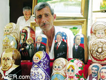 Matryoshka dolls being sold in Pasaj in downtown Baku near Fountains Square.