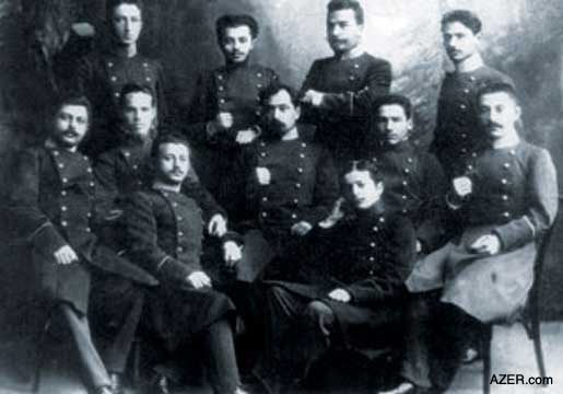 Narimanov as a medical student at the Medical Faculty of Odessa University. Narimanov is standing, far right (1910s). Photo: National of Azerbajian