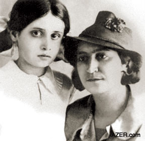 Gumral Sadigzade (left), the youngest daughter of Ummugulsum Sadigzade who was arrested in 1938 and sentenced to eight years in exile. Sayyara (right), her cousin, quickly volunteered to take on the responsibility of Ummugulsum's four children so the government would not put them into an orphanage. Photo from late 1930s. 