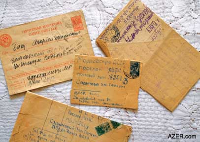 Samples of the letters that Ummugulsum and her family exchanged while she was in prison in Central Russia. Letters date back to the early 1940s.