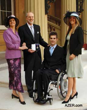 David Woodward with his family at Buckingham Palace in London after his investiture with the Order of St Michael and St George by her Majesty Queen Elizabeth II on March 29, 2006. Left to right: Wife Quinta, David Woodward, son Mark and daughter Selina.