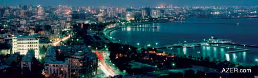 View of Baku Bay from Gulistan Restaurant.