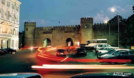 The Double Gates (known as "Gosha Gapisi") form part of the fortress walls surrounding Baku's Old City (Ichari Shahar).