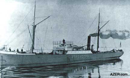 The first oil tanker in the world-the Zoroaster-built by the Nobel Brothers in the 1870s.