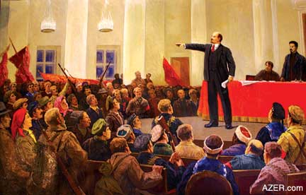 Lenin at the Assembly by Ukrainian artist P.M. Ignatev (1923- ). (Oil on canvas, 130 cm x 250 cm, 1979). Photo: Anne VIsser, Holland. 
