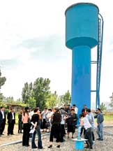 Now inhabitants of Nematabad village of the Yevlakh region will benefit drinking artesian water by reserving it in this high capacity water tank.