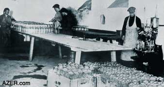 Bottling Factory for Wine in the Helendorf region, late 1800s and early 1900s. The wine was from the Helendorf region which was cultivated by the Germans who had settled there. Photo: Azerbaijan National Photo Archives.