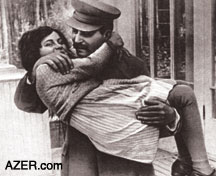 Svetlana, 9, with Joseph Stalin her father, 1935.