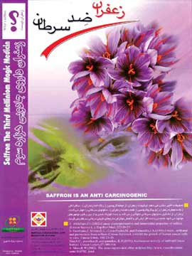 Poster announcing a conference in Iran about the medicinal qualities of saffron (2004).